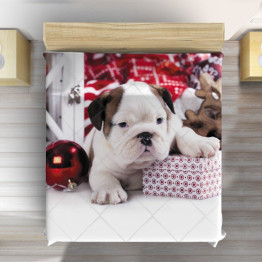 Vánoční přehoz na postel pejsci - Christmas Puppy