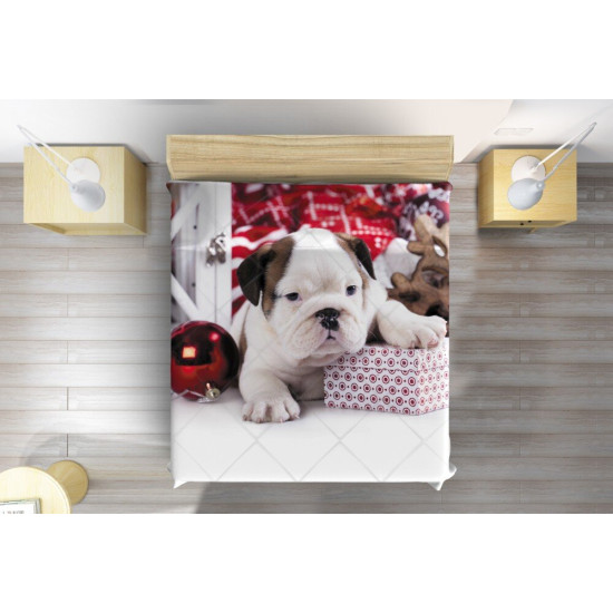 Vánoční přehoz na postel pejsci - Christmas Puppy
