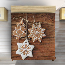 Hnědý přehoz na postel - Christmas Cookies