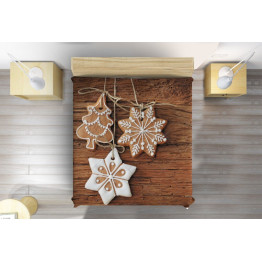 Hnědý přehoz na postel - Christmas Cookies