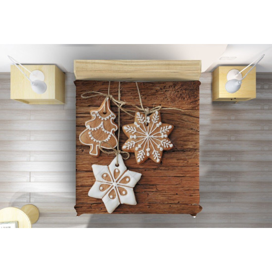 Hnědý přehoz na postel - Christmas Cookies
