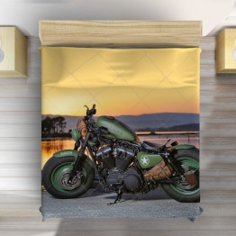 Luxusní přehoz na postel - Harley-Davidson Green