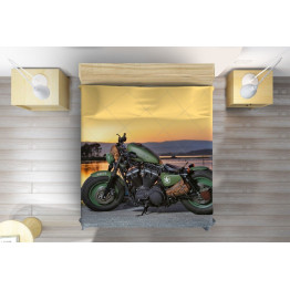 Luxusní přehoz na postel - Harley-Davidson Green