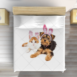 Luxusní Velikonoční přehoz na postel - Easter Dog And Cat