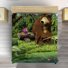 Přehoz přes postel - Masha and Bear Fishing
