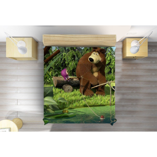 Přehoz přes postel - Masha and Bear Fishing