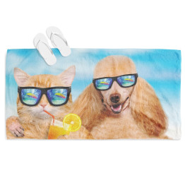 Osuška na pláž - Dog and Cat on the Beach