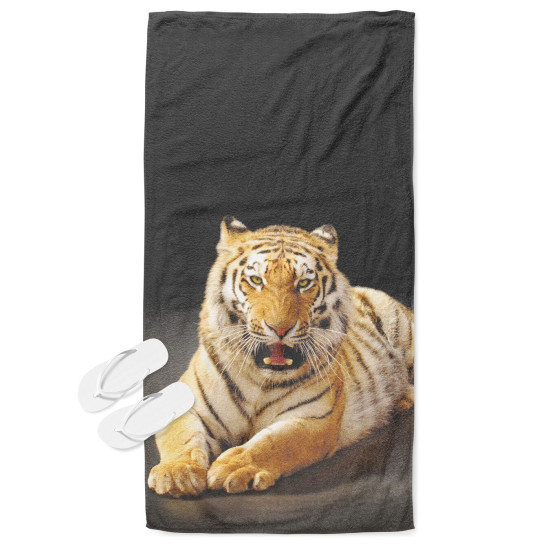 Plážová osuška 3D - Tiger Black