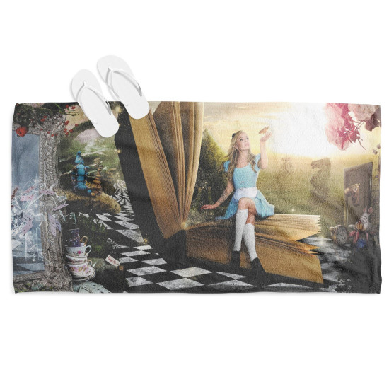 Dětská plážová osuška 3D - Alice in Wonderland Book