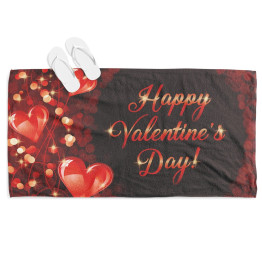 Plážová osuška - Happy Valentine Day Black