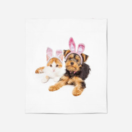 Fleecová Velikonoční deka - Easter Dog And Cat
