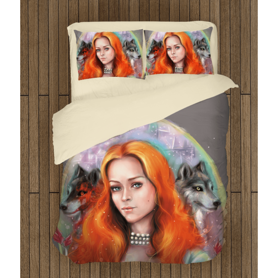 3D přikrývka - Girl With Wolves