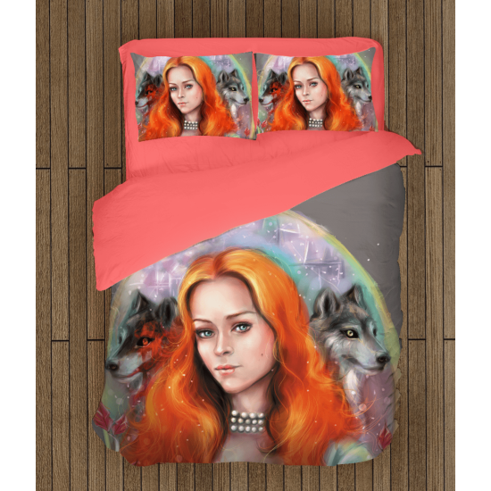 3D přikrývka - Girl With Wolves