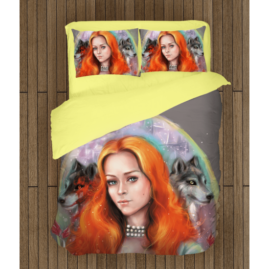 3D přikrývka - Girl With Wolves