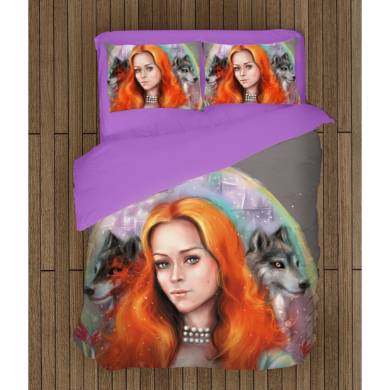 3D přikrývka - Girl With Wolves