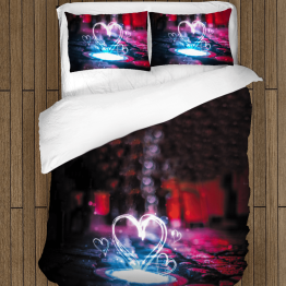 3D ložní soupravy s přikrývkou - Neon Heart