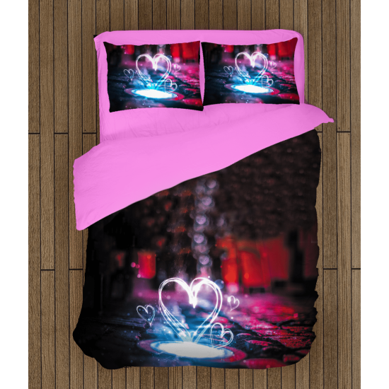 3D ložní soupravy s přikrývkou - Neon Heart