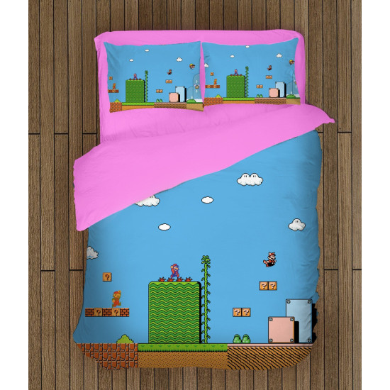 Ložní soupravy s přikrývkou - Super Mario Blue Background
