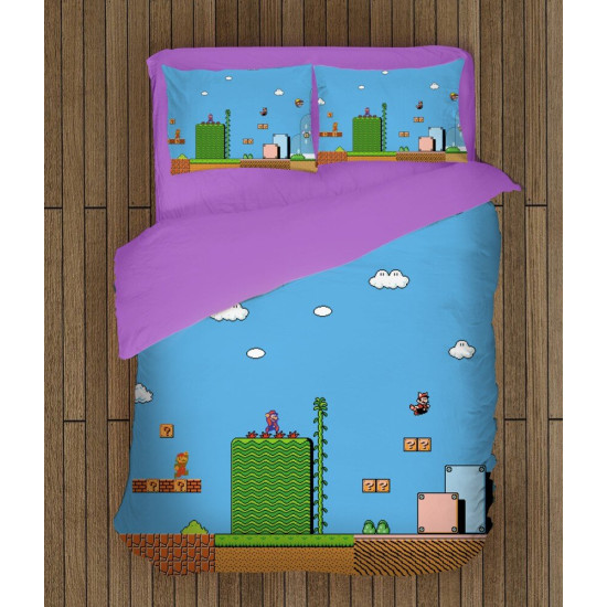 Ložní soupravy s přikrývkou - Super Mario Blue Background