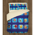 Moderní modré povlečení - Emoticons