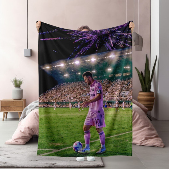 Teplá deka 3D - Messi fireworks