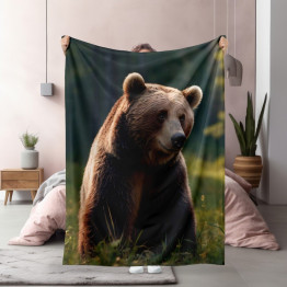Luxusní deka 3D - Bear in forest