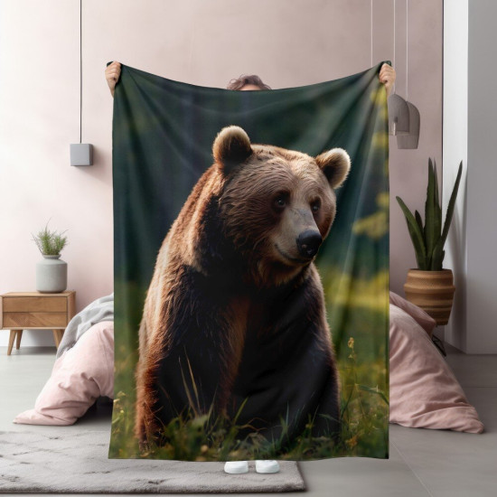 Luxusní deka 3D - Bear in forest