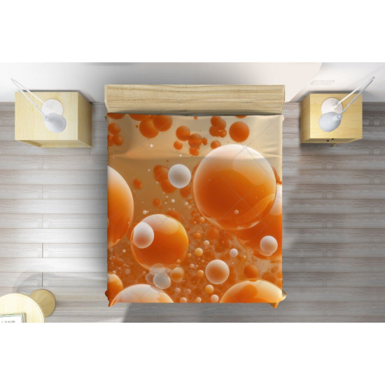 Oranžový přehoz přes postel - Orange bubbles
