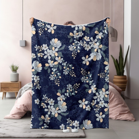 Měkká deka - Blue flowers