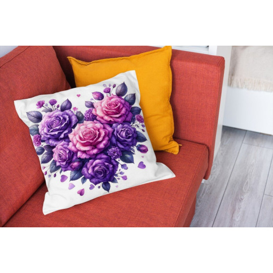 Dekorační polštář luxusní - Purple roses