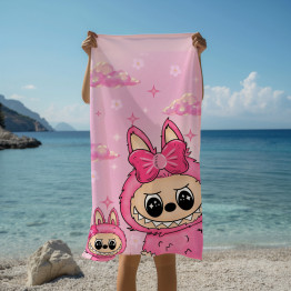 Plážová osuška Růžový Labubu