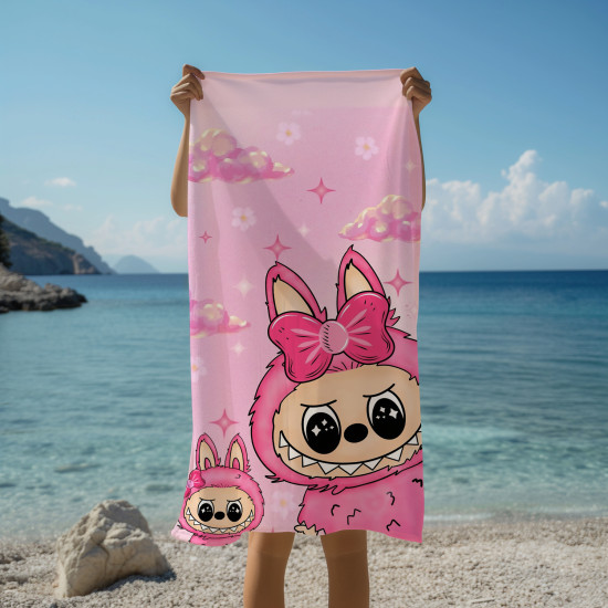 Plážová osuška Růžový Labubu