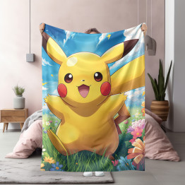 3D dětská deka Pokémon Pikachu z měkkého fleecu