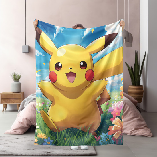 3D dětská deka Pokémon Pikachu z měkkého fleecu