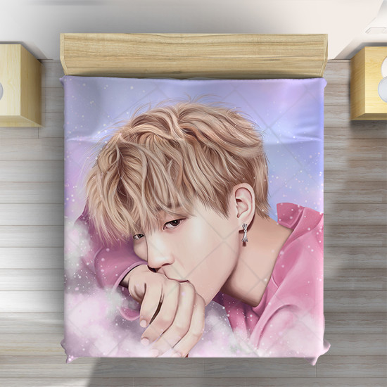 Růžový přehoz na postel Jungkook BTS