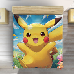 3D dětský přehoz na postel Pokémon Pikachu