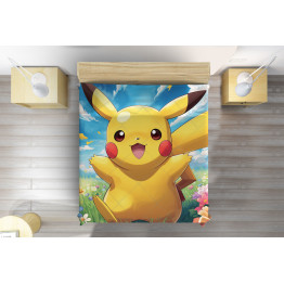 3D dětský přehoz na postel Pokémon Pikachu
