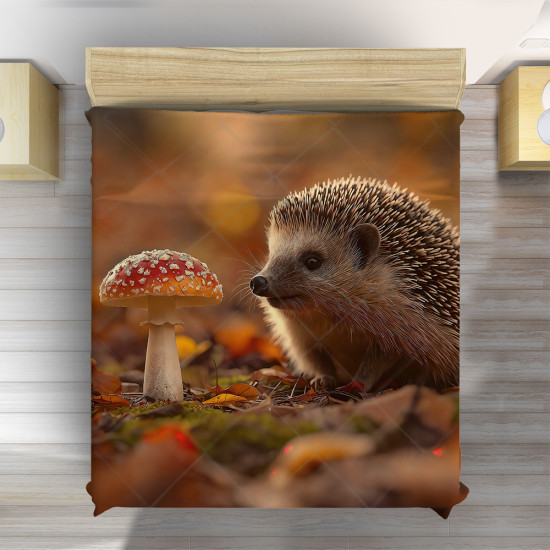 3D podzimní přehoz na postel Podzimní ježek